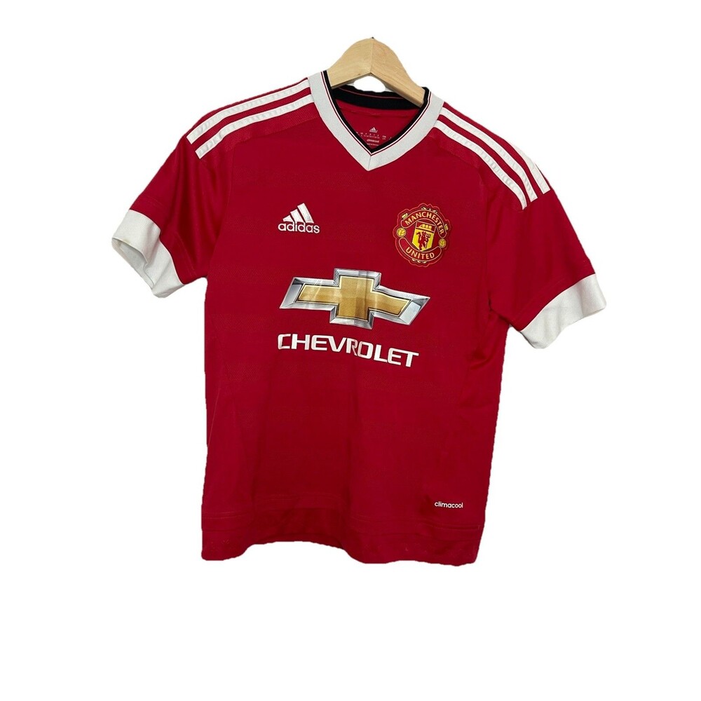 Adidas Youth Large Red Manchester United Soccer Short Sleeve Shirt Jersey